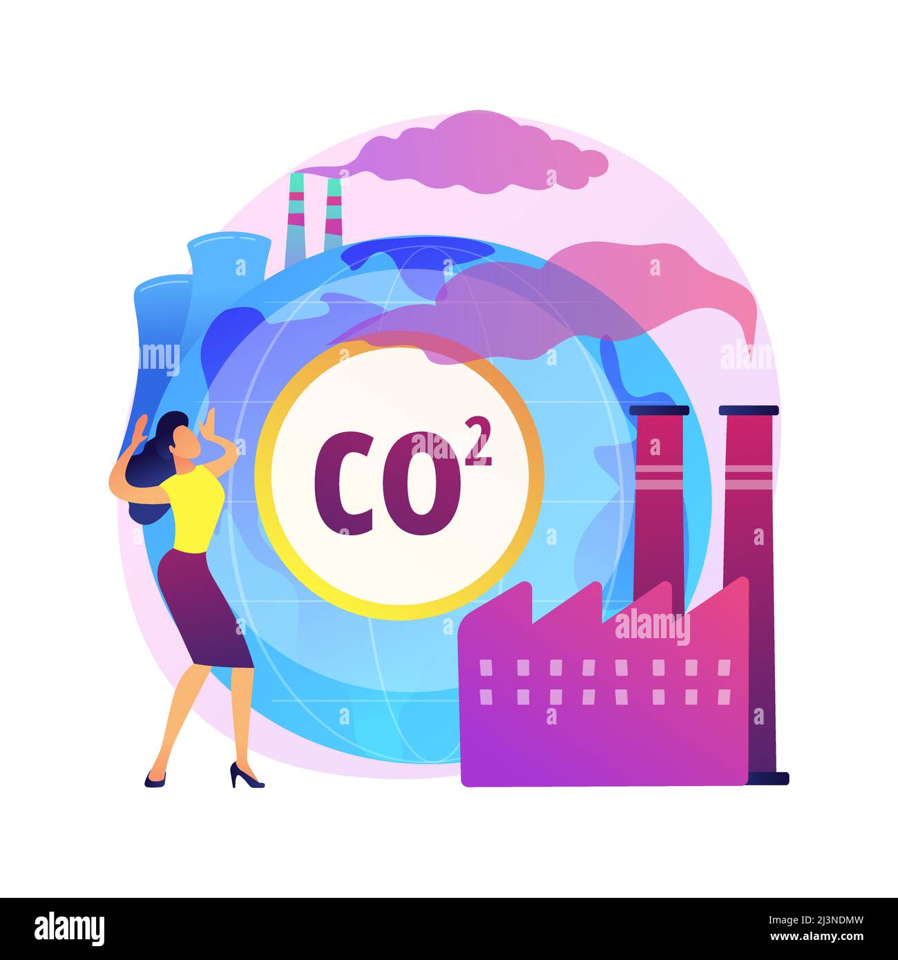 Global CO2 emissions abstract concept vector illustration. Global carbon footprint, greenhouse effect, CO2 emissions, country rate and statistics, car Stock Vector