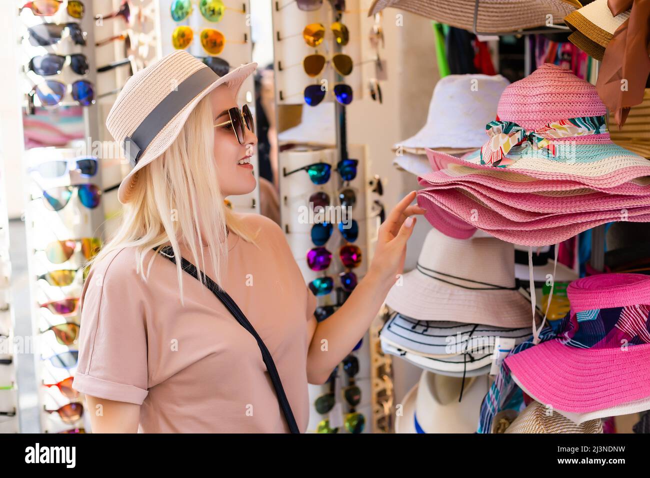Woman shopping, happy woman enjoying in shopping, near mall, shopping, lifestyle concept Stock