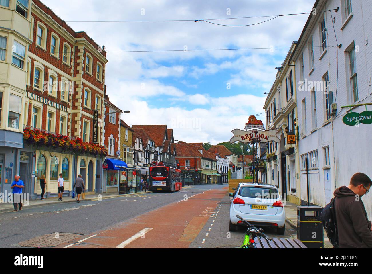 Street view of Salisbury citya cathedral city in Wiltshire, England