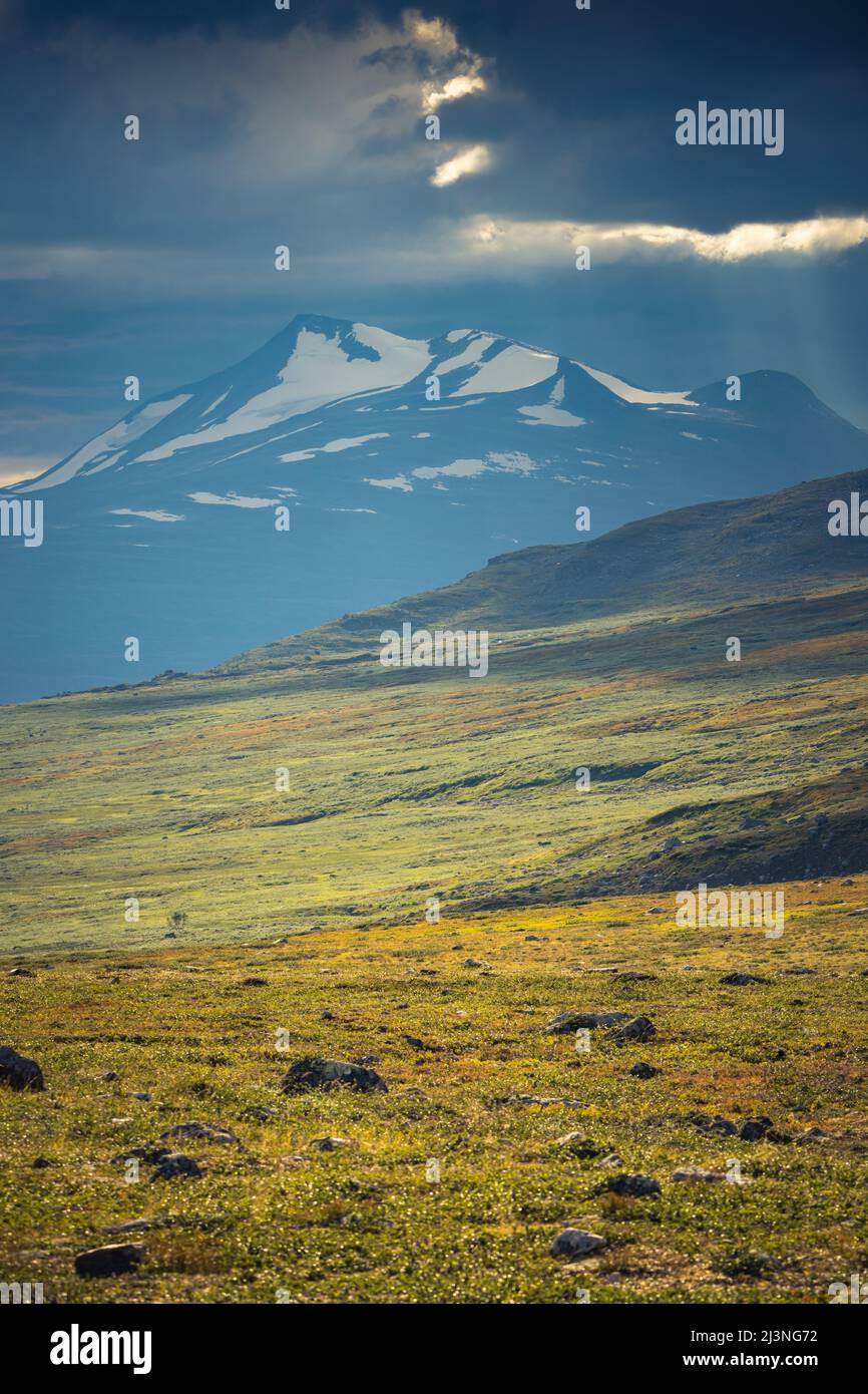 View over Mount Akka from Kings trail snow on the top and storm comming ...