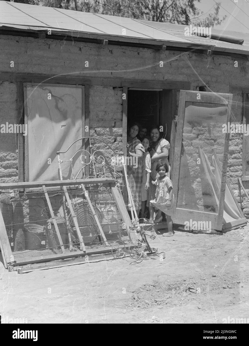 Mexican family. Brawley County, Imperial Valley, California Stock Photo