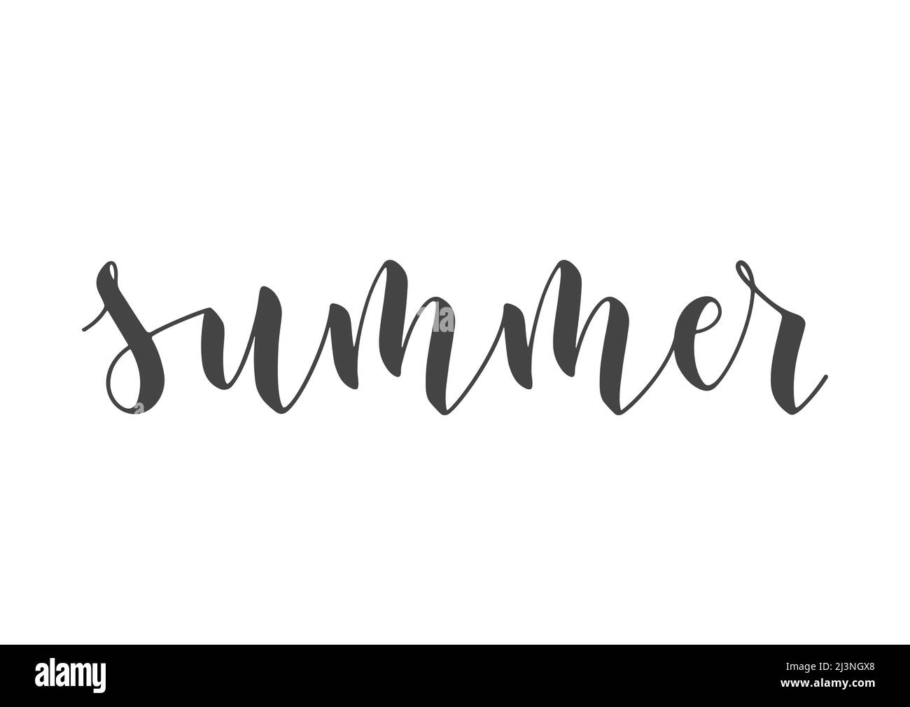 Handwritten Lettering of Summer. Template for Banner, Card, Invitation, Party, Poster, Print or Web Product. Objects Isolated on White Background. Stock Vector
