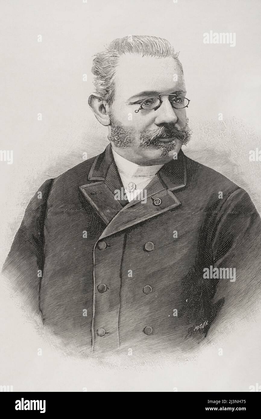 Jules Cambon (1845-1935). French diplomat. French Ambassador to Washington in 1897. Negotiator of the preliminary peace agreements between Spain and the United States after the war of 1898. Portrait. Engraving by Matute. La Ilustración Española y Americana, 1898. Stock Photo