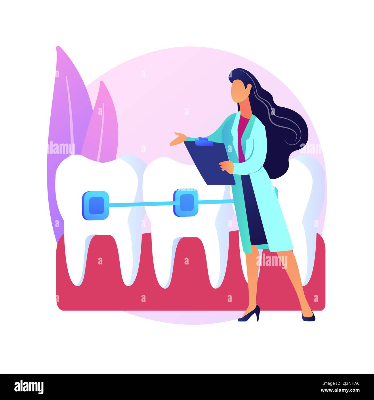 Orthodontic services abstract concept vector illustration. Orthodontic clinic department, family dentistry, dental appliance, oral hygiene, teeth cent Stock Vector