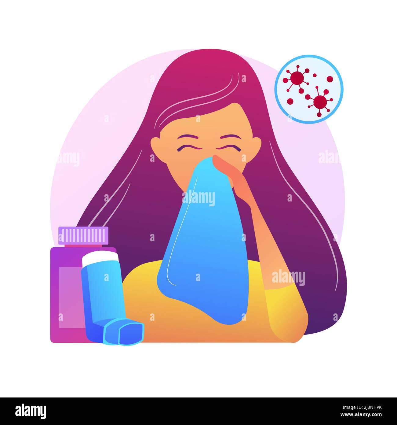 Allergic diseases abstract concept vector illustration. Atopic allergy, severe reaction, antihistamines therapy, allergic disease treatment, skin rash Stock Vector