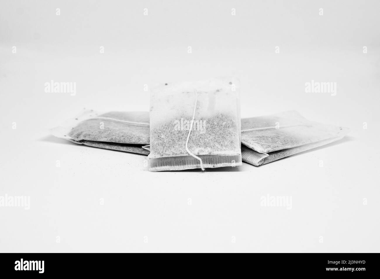 Three tea bags isolated on white background Stock Photo Alamy