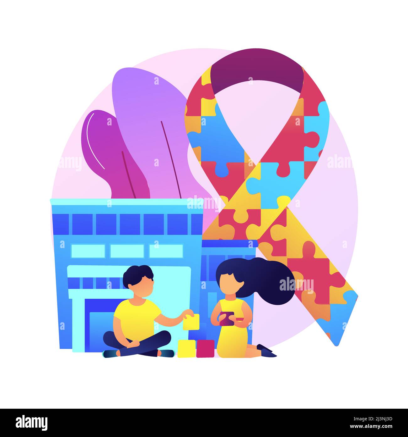 Autism center abstract concept vector illustration. Learning disability center, treatment of autism spectrum disorder, kids with special needs help, c Stock Vector