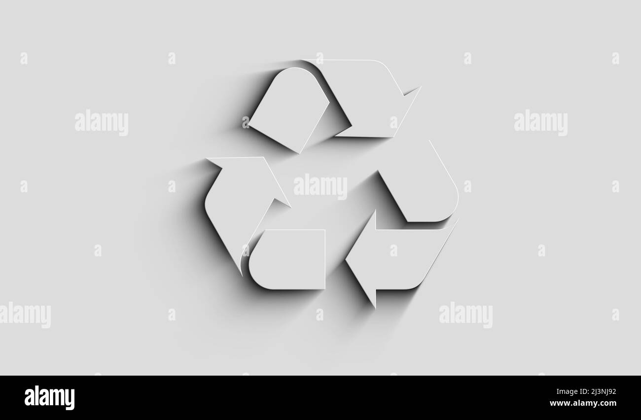 Recycling icon, waste data management and sustainable industry symbol digital concept. Network, cyber technology and computer background abstract 3d i Stock Photo