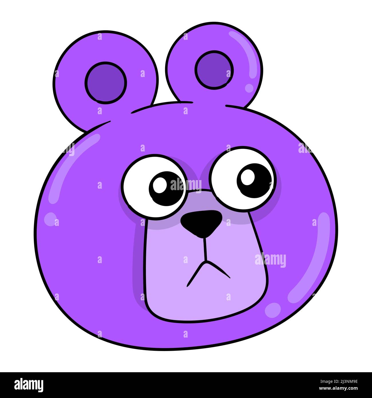 purple bear head is plain face Stock Vector