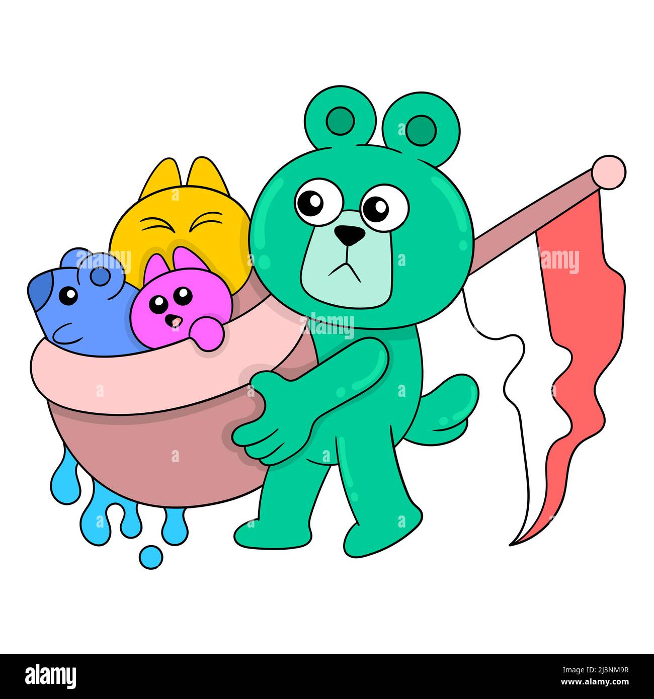 cute faced bear walking with a basket Stock Vector Image & Art - Alamy