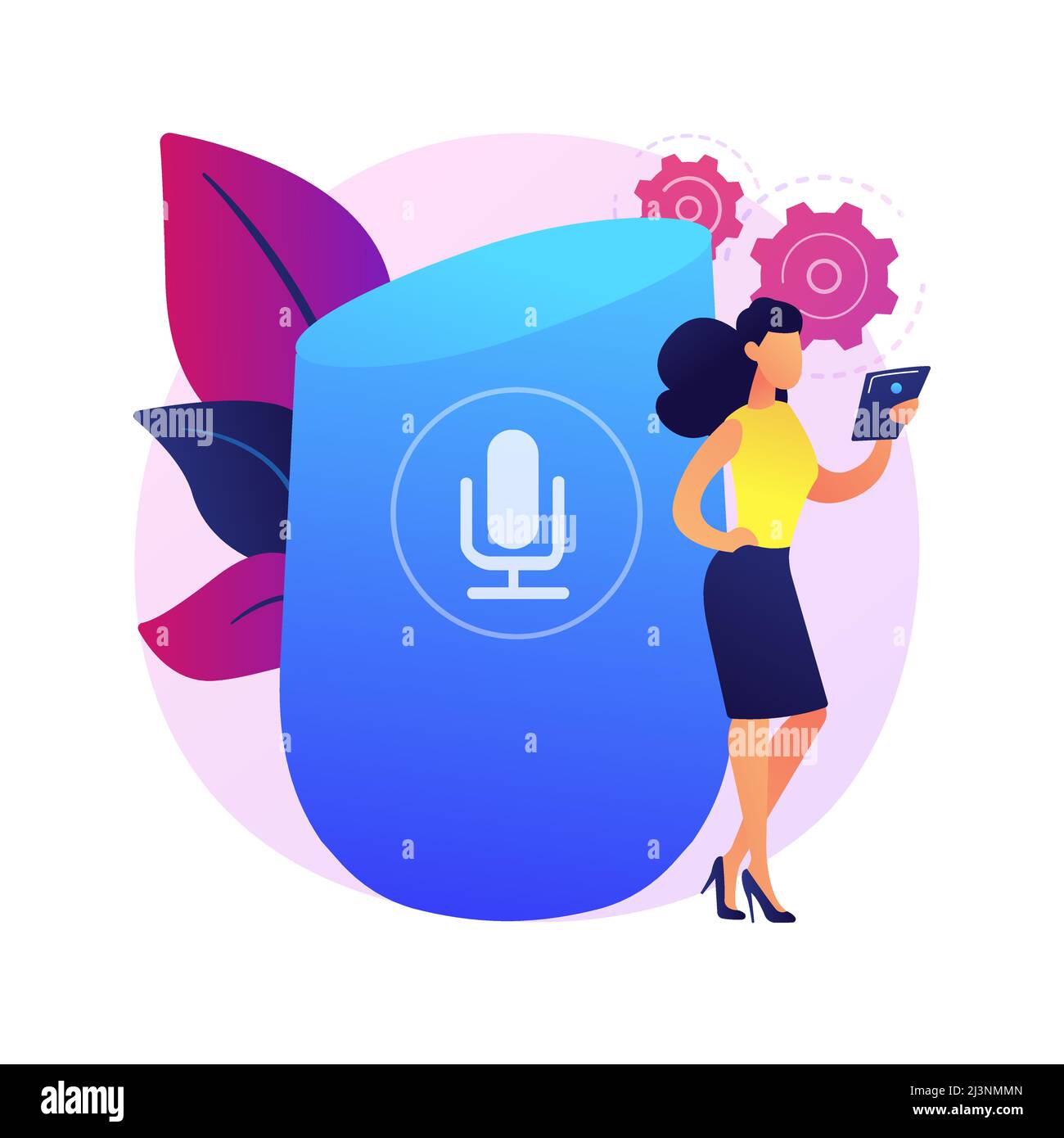 Microphone recording. Authenticate with voice. Receive call, play voip, send audio. Stable and unfluctuating noise. Transmitted contact. Vector isolat Stock Vector