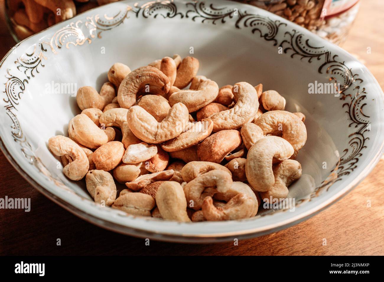 Top view of salted cashew nuts. Healthy snacks Stock Photo Alamy