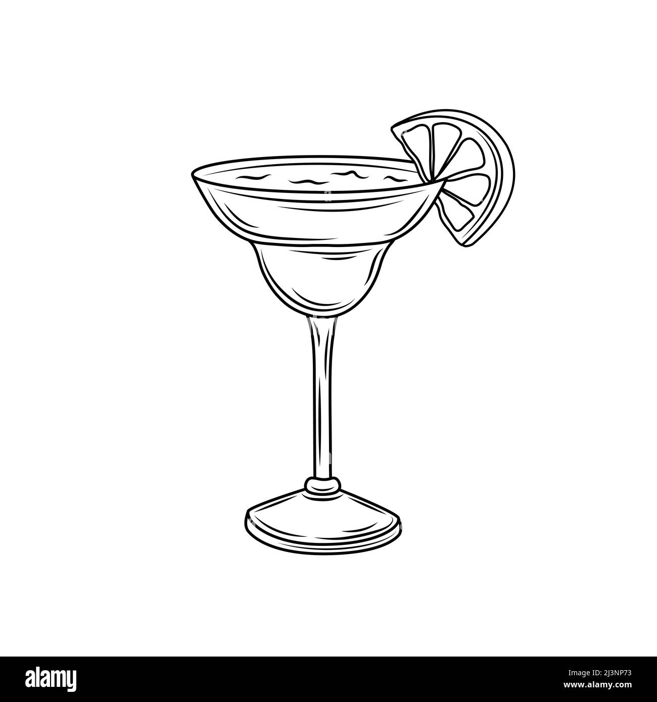 Handsketched Margarita cocktail illustration. Vector sketch of