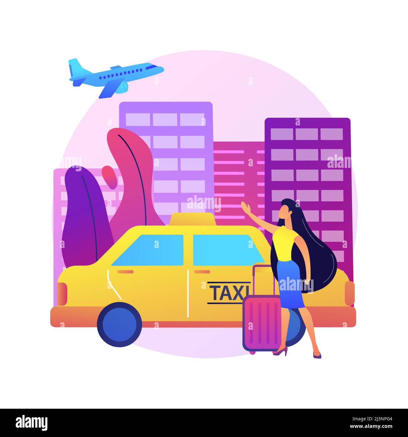 Taxi transfer abstract concept vector illustration. Airport private transfer, freight taxi service, hotel transportation, safe fast journey, professio Stock Vector