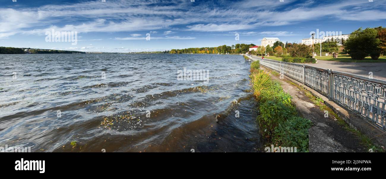 Beautiful autumn landscape with the lake Stock Photo - Alamy