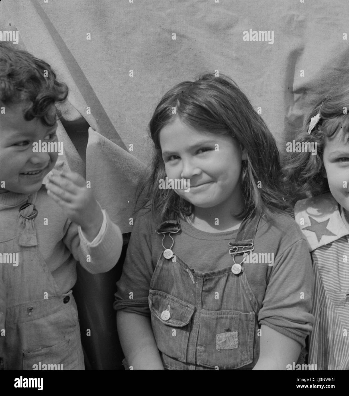 Children of migratory carrot pullers, Mexicans. Imperial Valley, California. Stock Photo