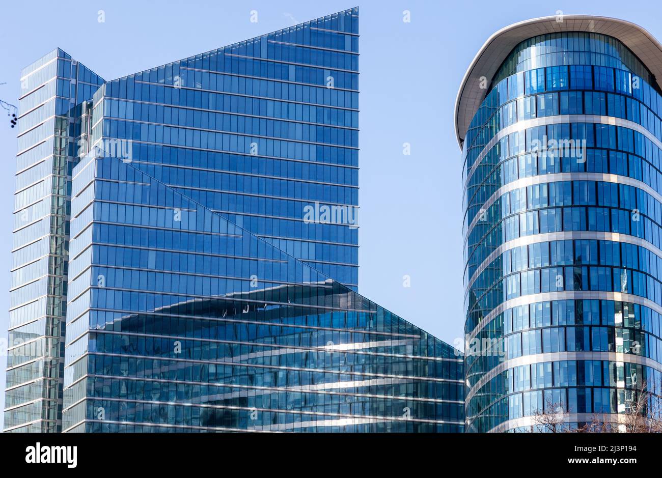 Administrative buildings, in major blue, around Place Rogier in Brussels Stock Photo