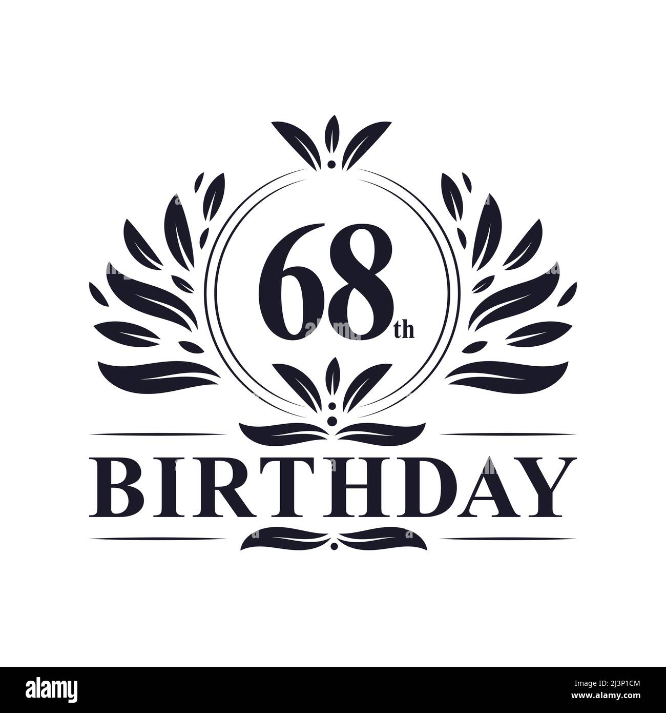 68th Birthday Design, luxurious golden color 68 years Birthday celebration. Stock Vector