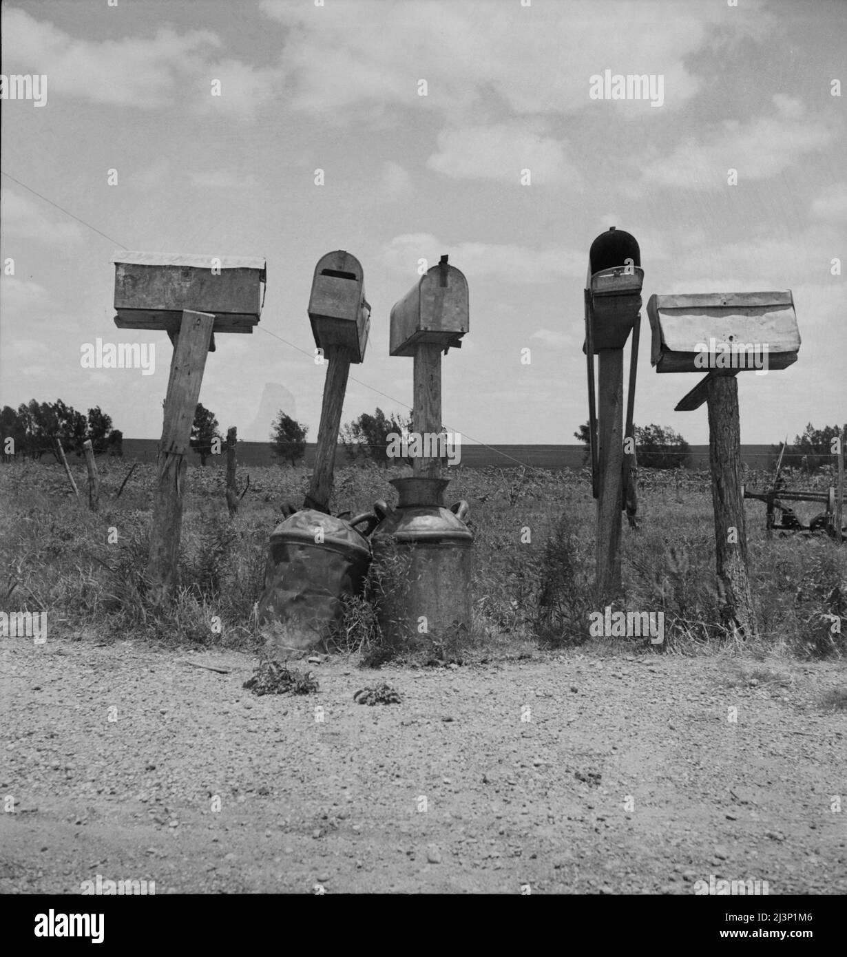 Mail boxes in Bell County, Texas. Three of these mail boxes are not in