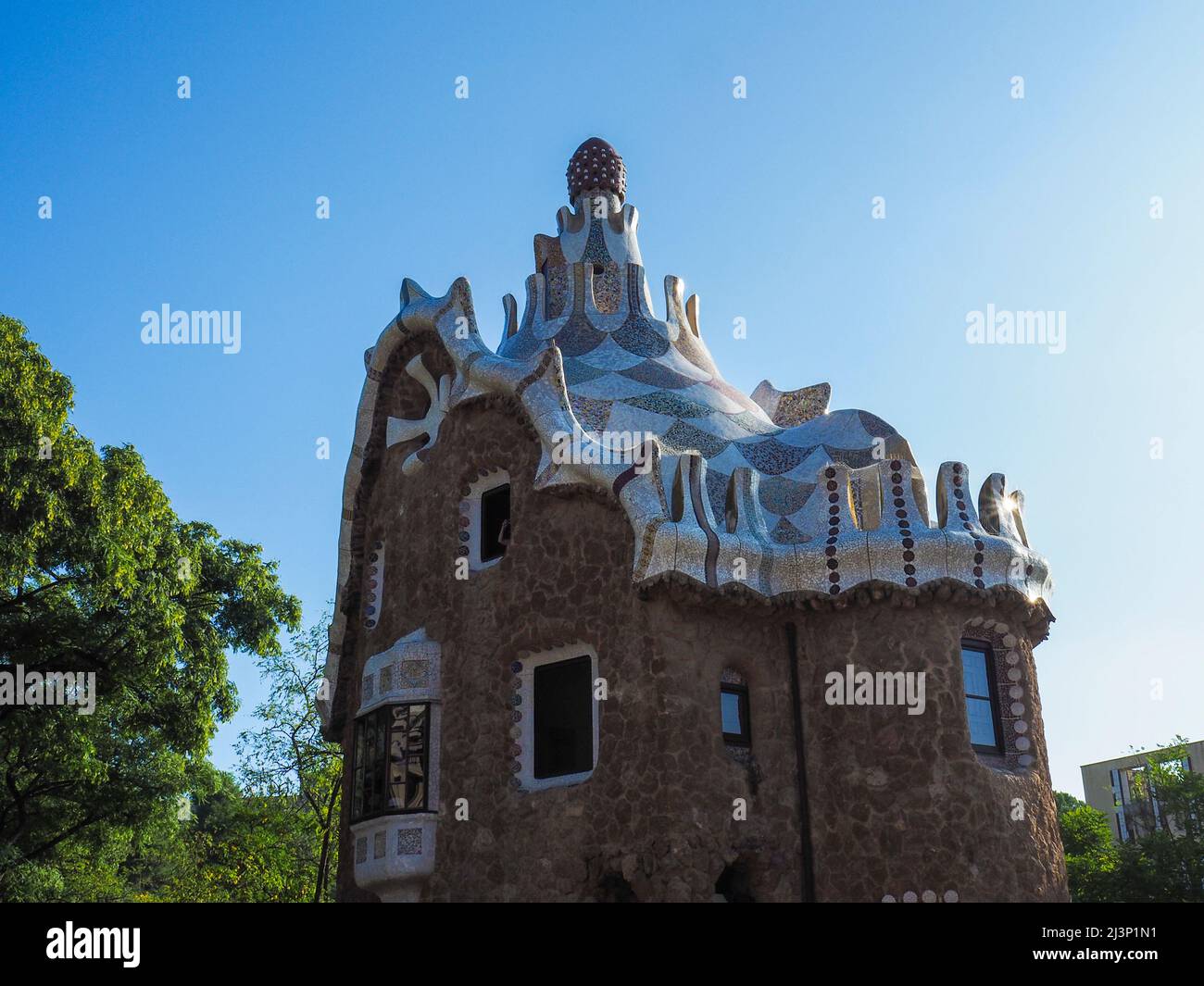 Parc Güell Garden complex with architectural elements  Designed by the Catalan architect Antoni Gaudí, Spain, Europe Stock Photo