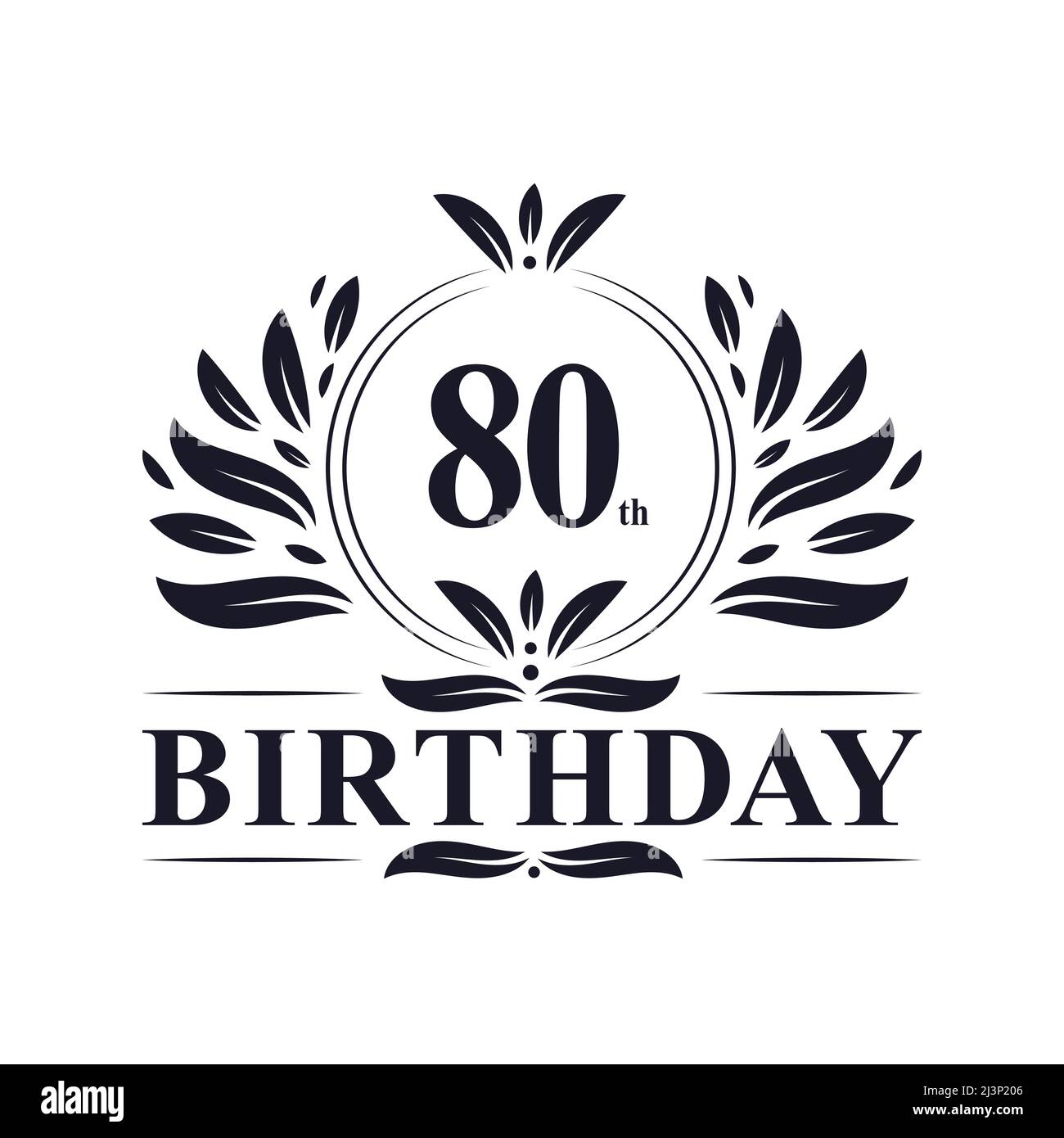 80th Birthday Design, luxurious golden color 80 years Birthday