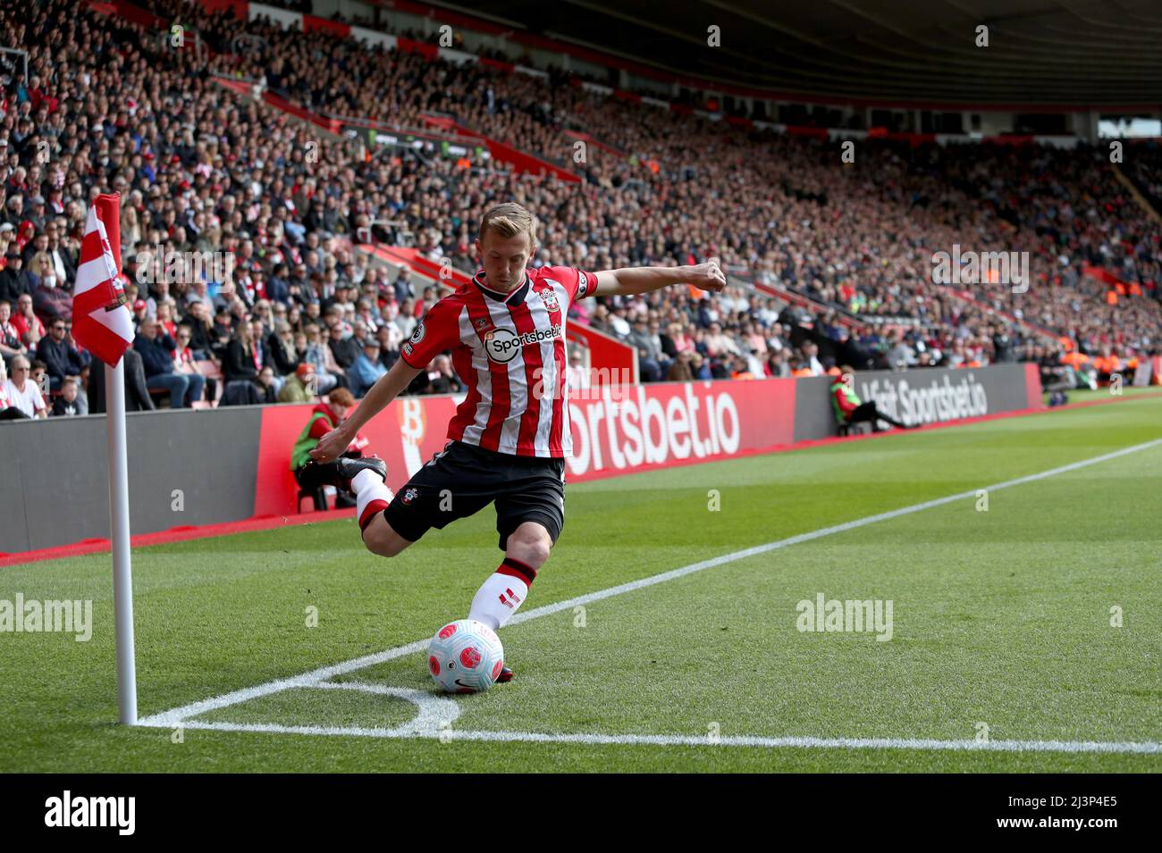 Southampton's James WardProwse takes a corner kick during the Premier