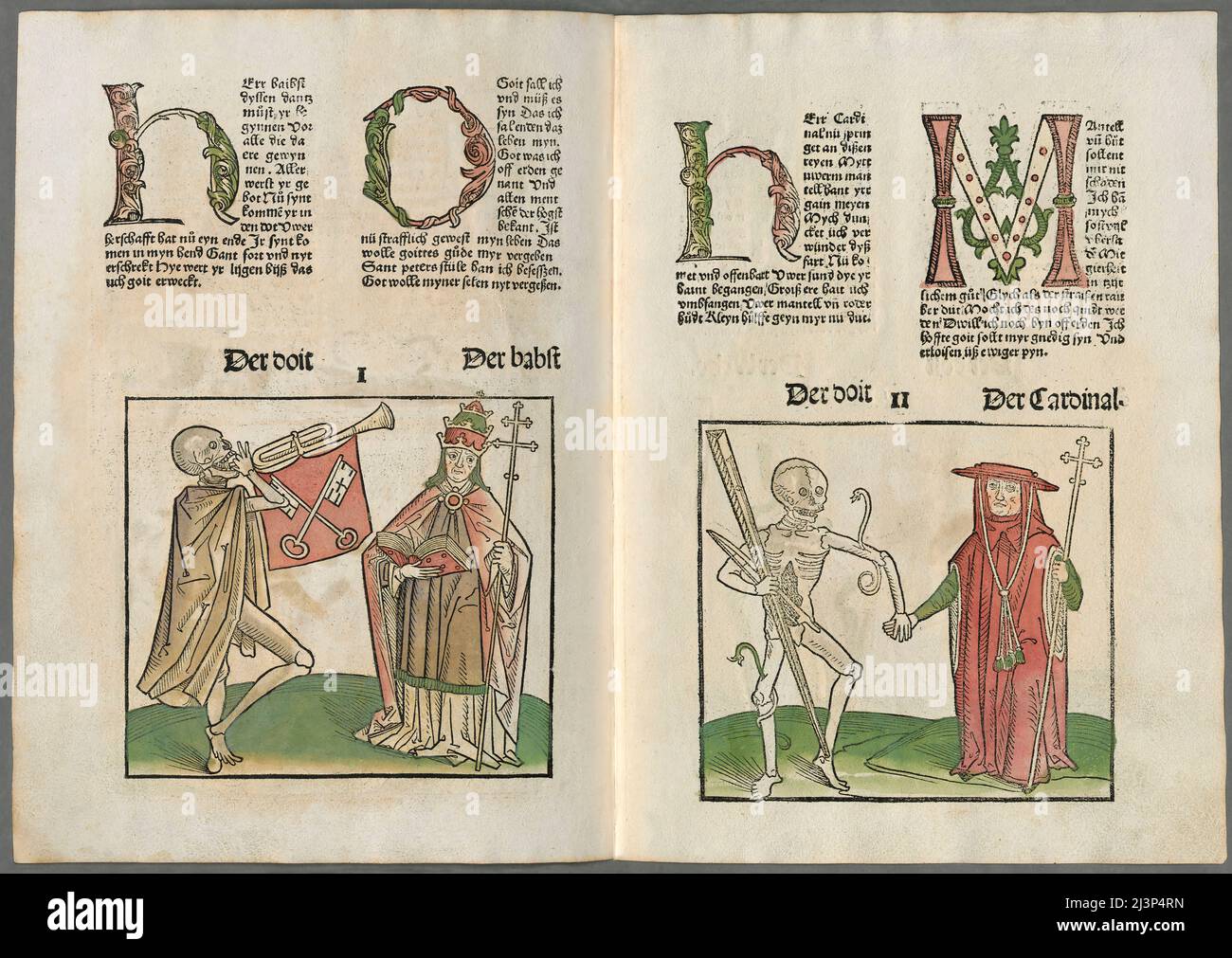 The Middle Rhenish Totentanz, Dance of Death, published by Heinrich Knoblochtzer, c. 1450 Stock Photo