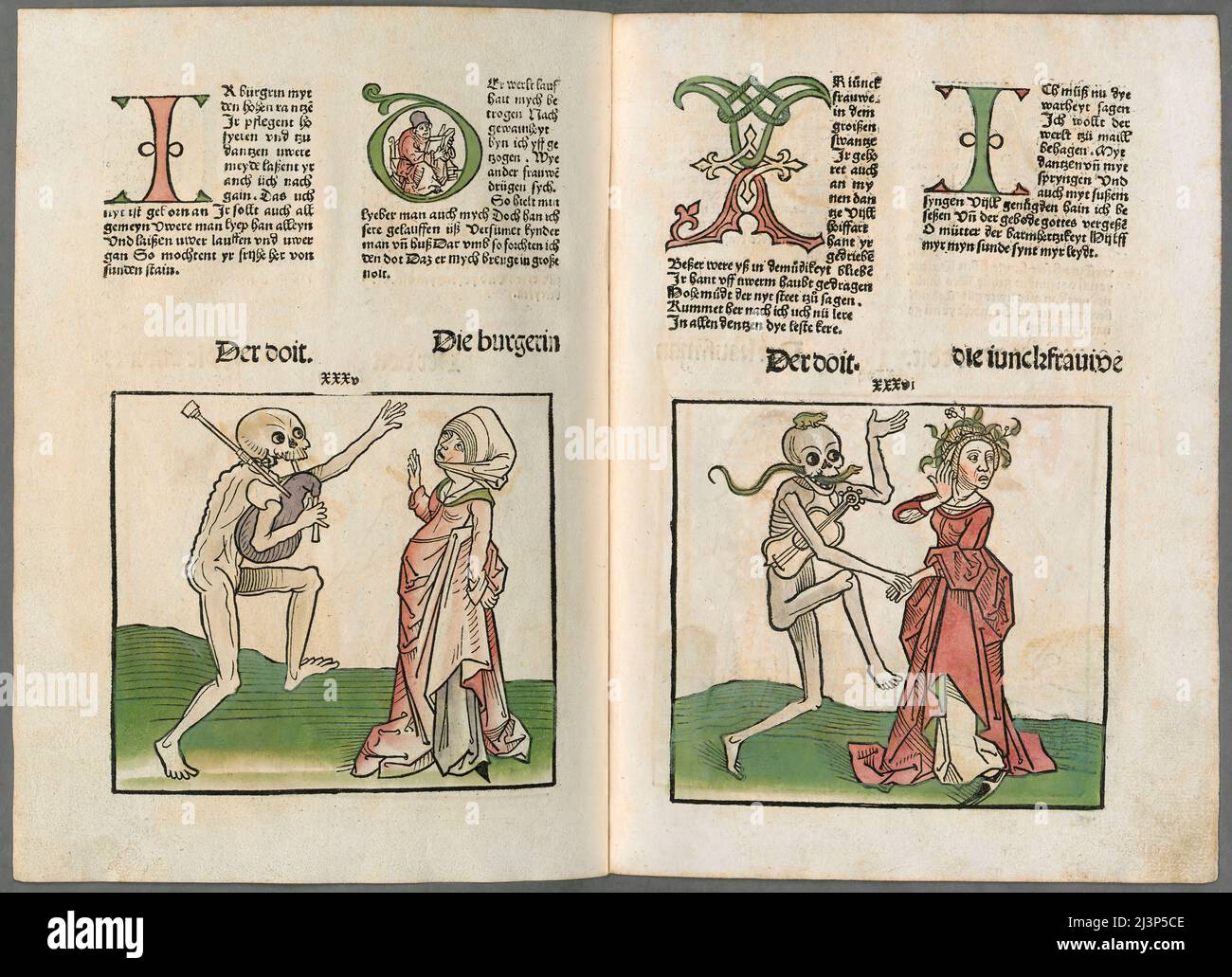 The Middle Rhenish Totentanz, Dance of Death, published by Heinrich Knoblochtzer, c. 1450 Stock Photo