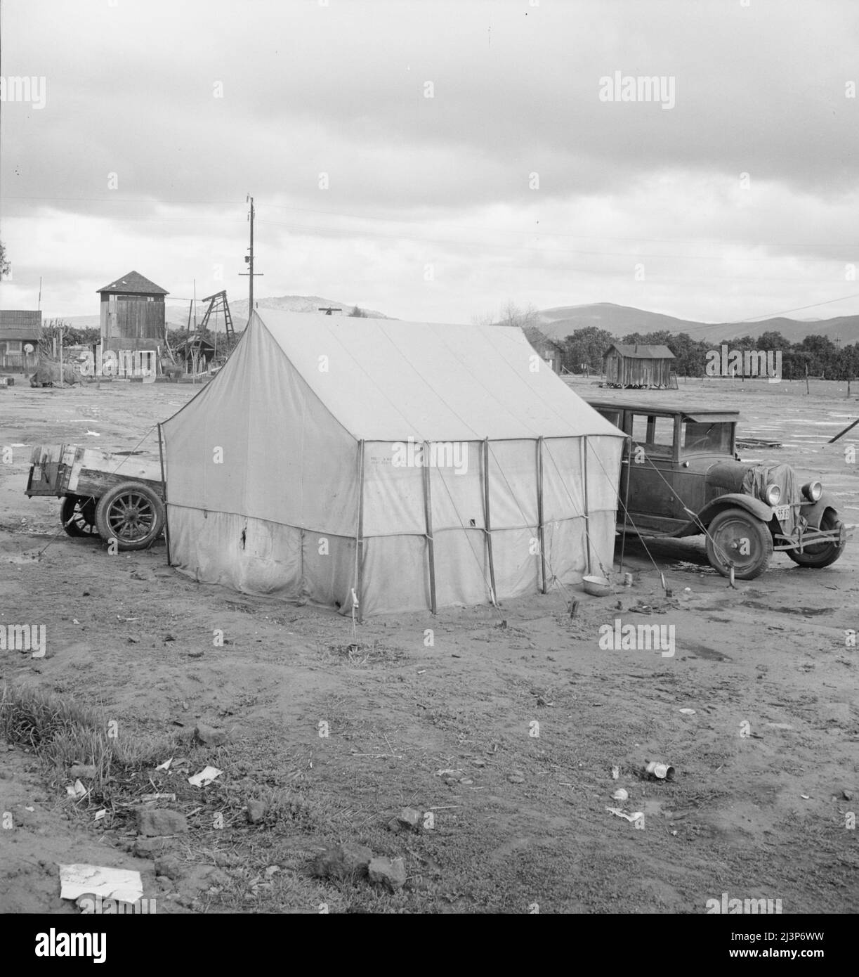 Near Lindsay, California. Citrus workers in winter quarters. (Tulare County). Stock Photo