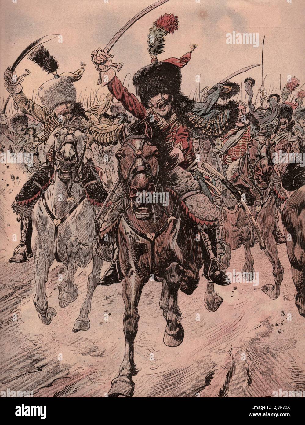 charge d'une compagnie d'élite de hussards sous le 1er Empire par Job