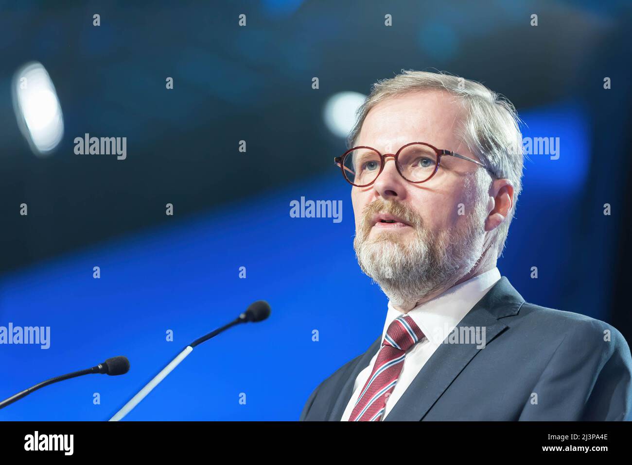 Prague, Czech Republic. 08th Apr, 2022. Czech prime minister, Petr Fiala was re elected as chairman of Civic Democratic Party ODS on the congress of the party in Prague. Credit: SOPA Images Limited/Alamy Live News Stock Photo