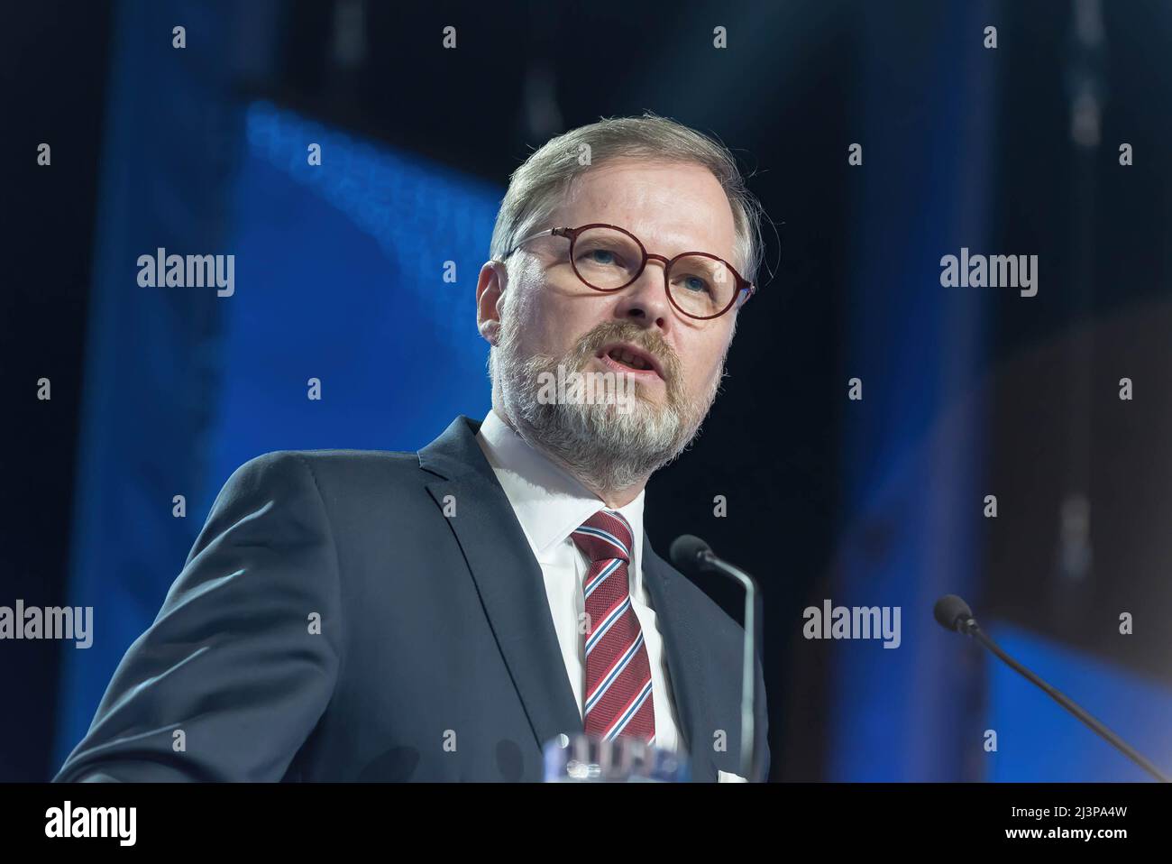 Prague, Czech Republic. 08th Apr, 2022. Czech prime minister, Petr Fiala was re elected as chairman of Civic Democratic Party ODS on the congress of the party in Prague. Credit: SOPA Images Limited/Alamy Live News Stock Photo