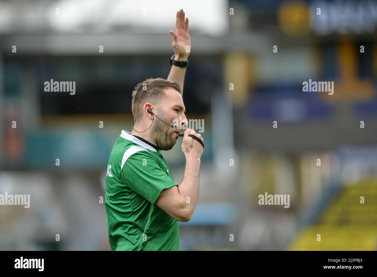 Huddersfield, England - 9th April 2022 - Referee Liam Moore. Rugby League Betfred Super Challenge Cup Quarter Finals Huddersfield Giants vs Hull FC at John Smith's Stadium, Huddersfield, UK  Dean Williams Stock Photo