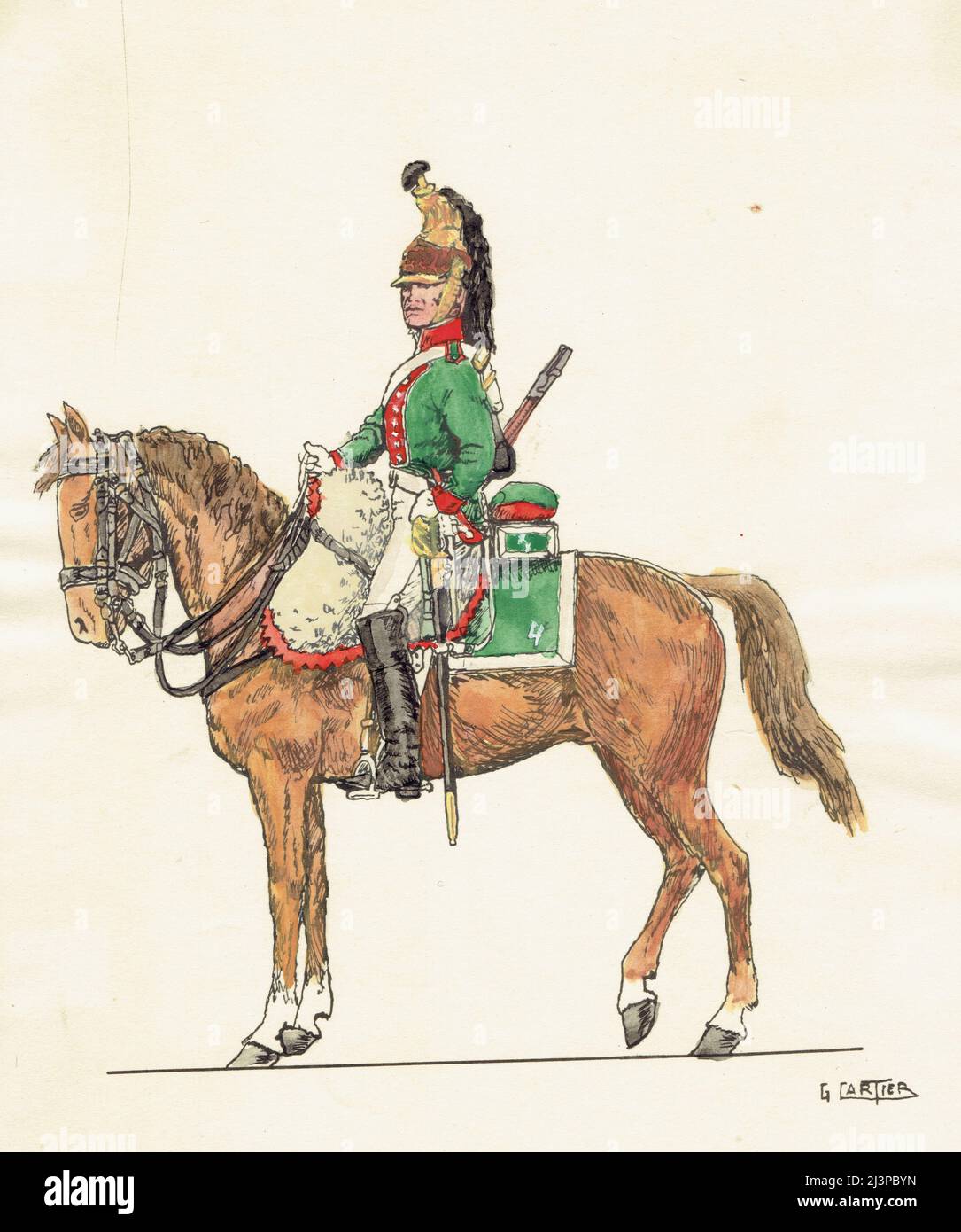 Figurine DEL PRADO - 1er Empire - Dragon 4e Régiment Tenue Campagne 1810 - Bon état