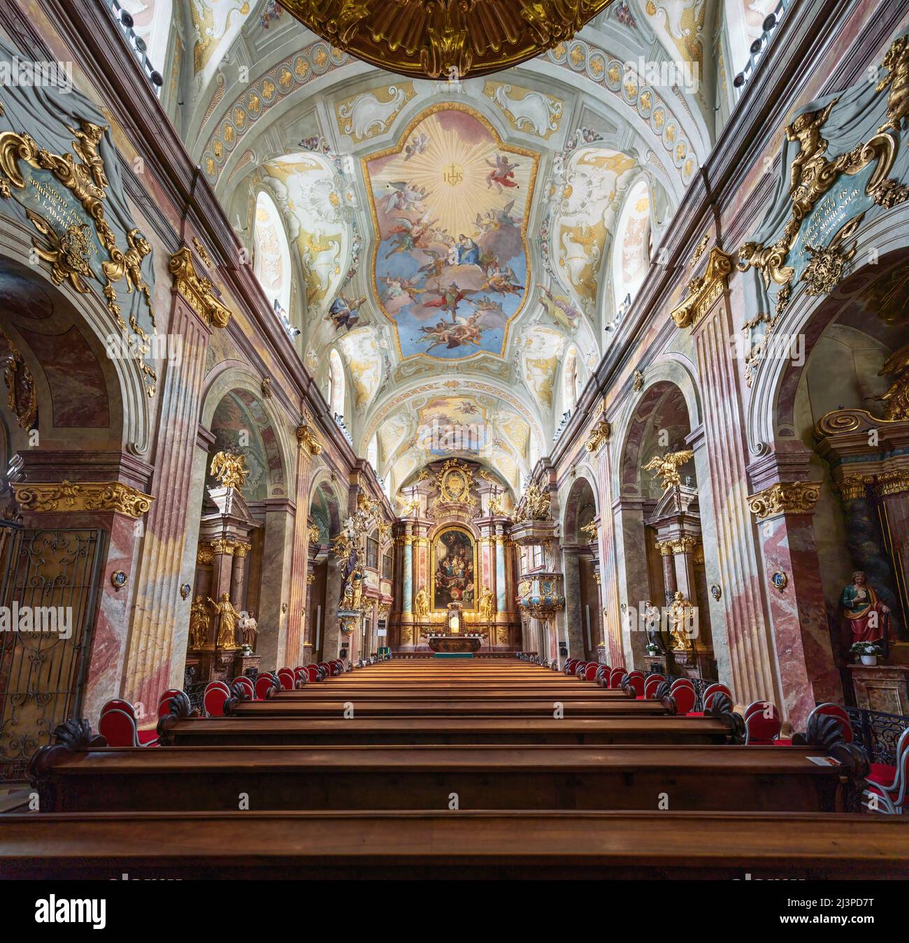 St Anne Church Interior with beautiful frescos - Vienna, Austria Stock Photo