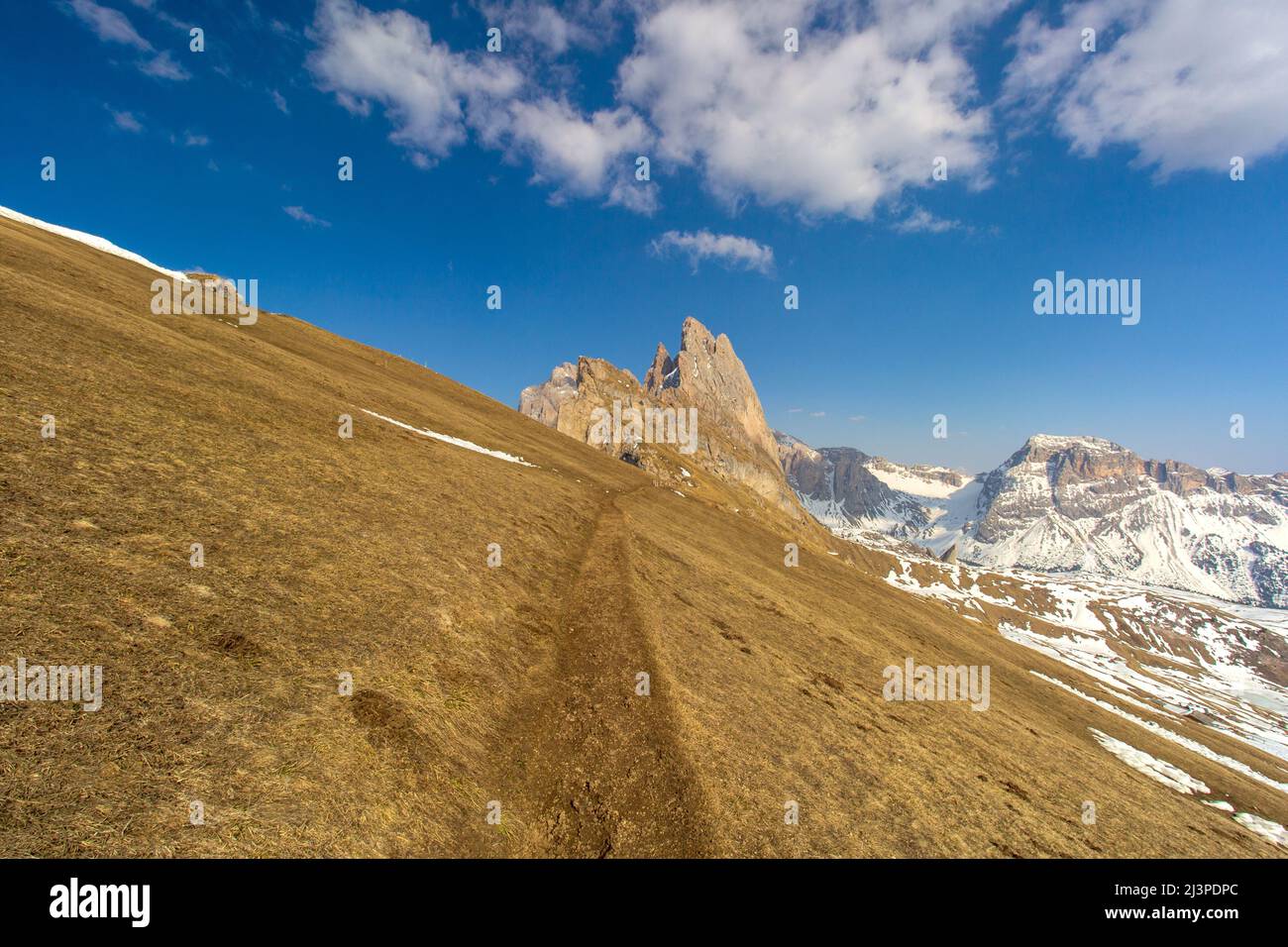 Seceda mountain trail Stock Photo