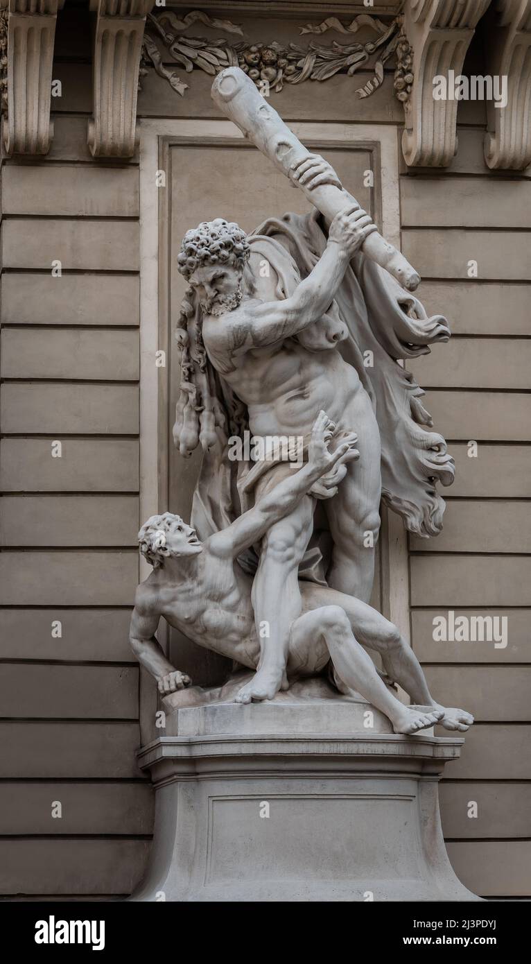 Heracles and Busiris at Hofburg Palace by Lorenzo Mattielli, 1729 - Vienna, Austria Stock Photo