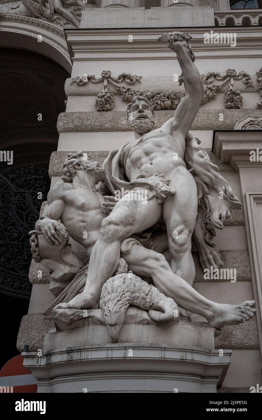 Heracles and Prometheus at Hofburg Palace by Josef Lax, 1893 - Vienna, Austria Stock Photo