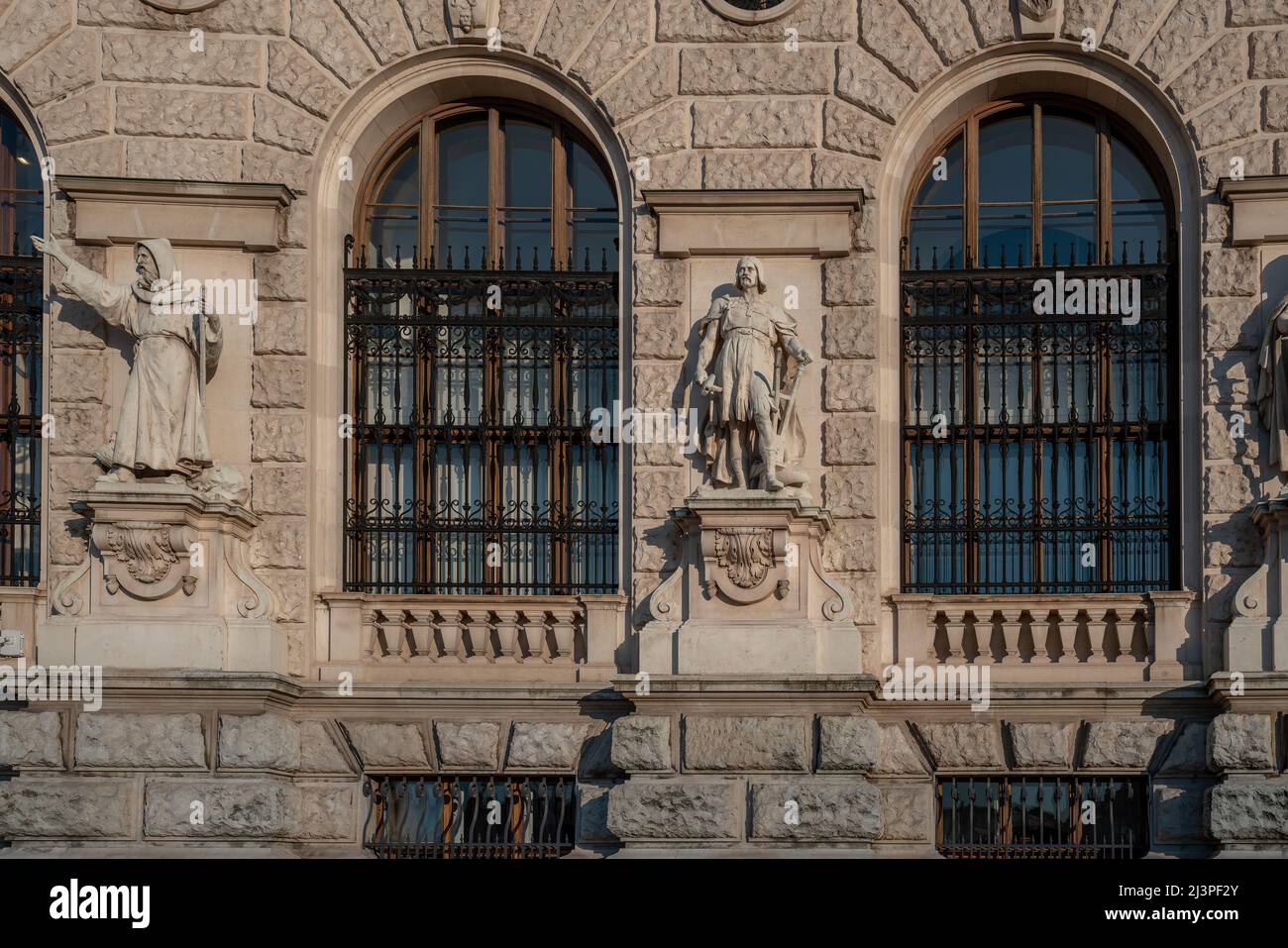 Statues of Neue Burg Facade of Hofburg Palace - by Carl Kundmann and Johann Koloc, 1895 - Vienna, Austria Stock Photo