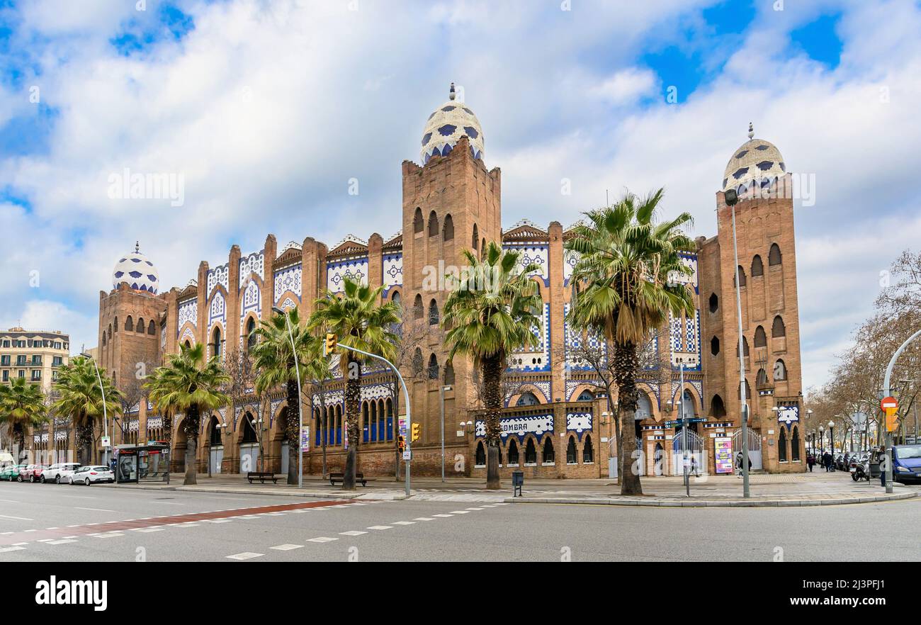 The Plaza de Toros Monumental de Barcelona, Spain. It was the last bullfighting arena in Catalonia. Now is a concert hall and museum Stock Photo