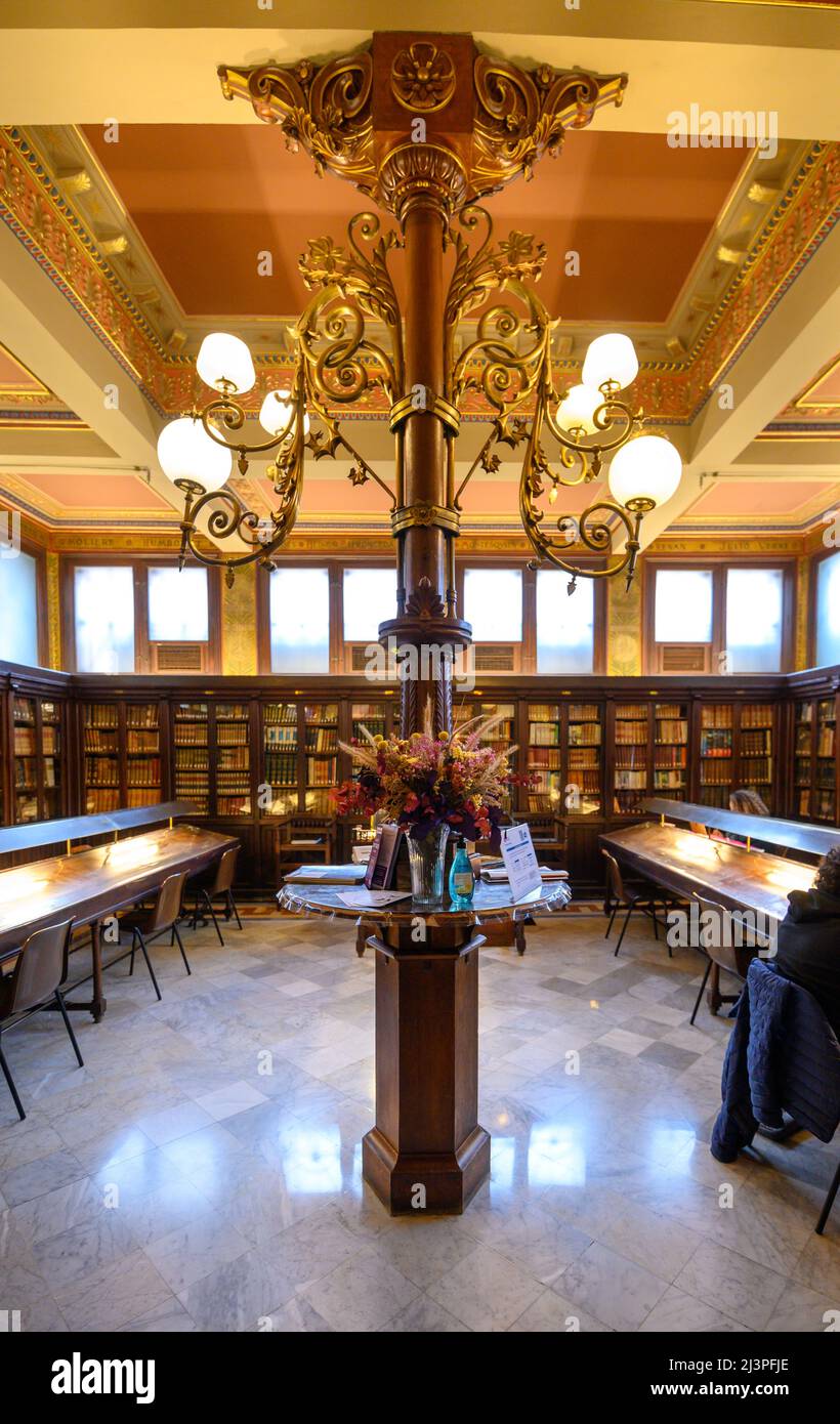 Barcelona, Spain. Interior of the old beautiful library Biblioteca ...