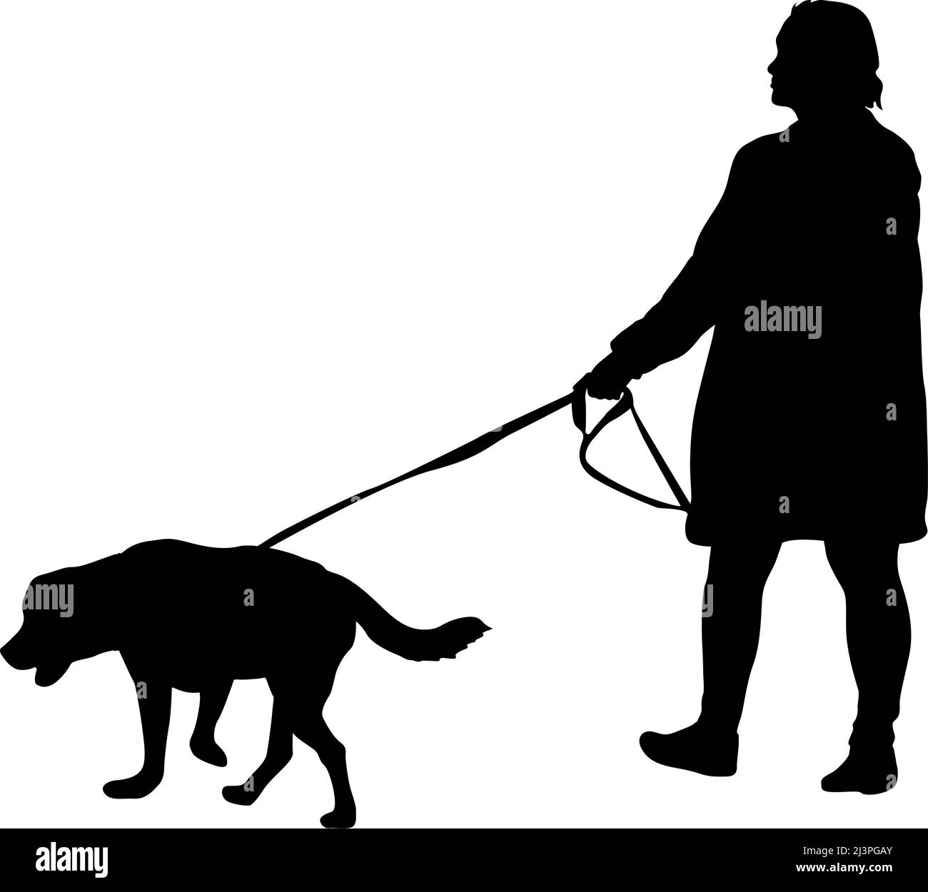 Silhouette of woman and dog on a white background Stock Vector Image ...