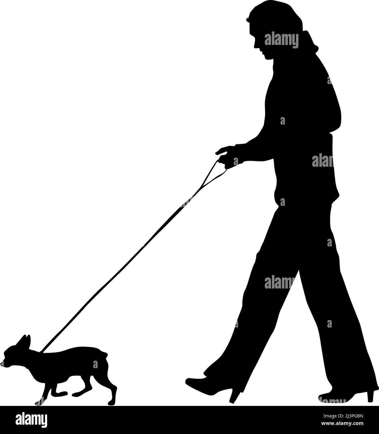 Silhouette of woman and dog on a white background Stock Vector Image ...