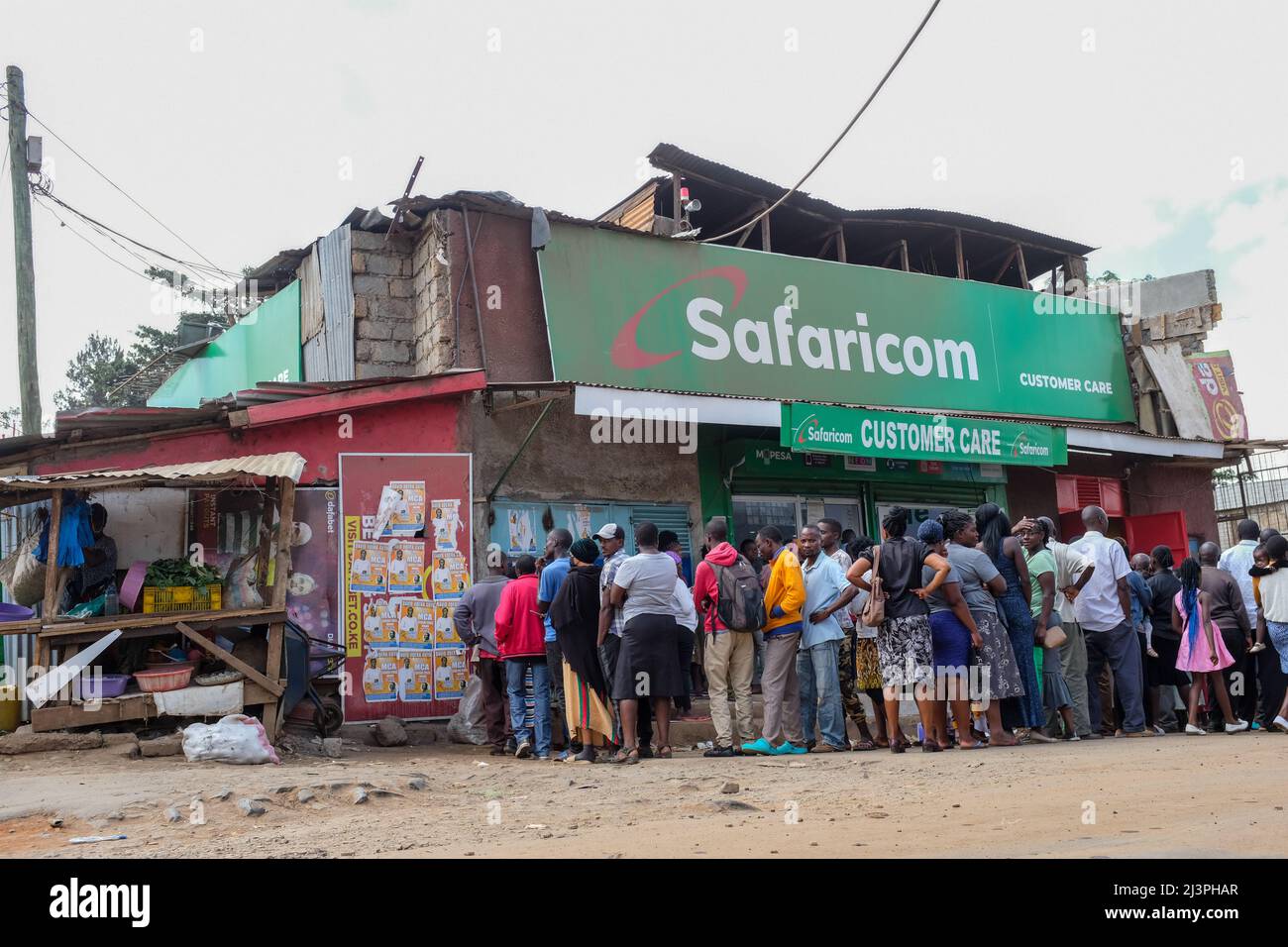 Nairobi, Kenya. 9th Apr, 2022. Locals queue up for new Sim Card