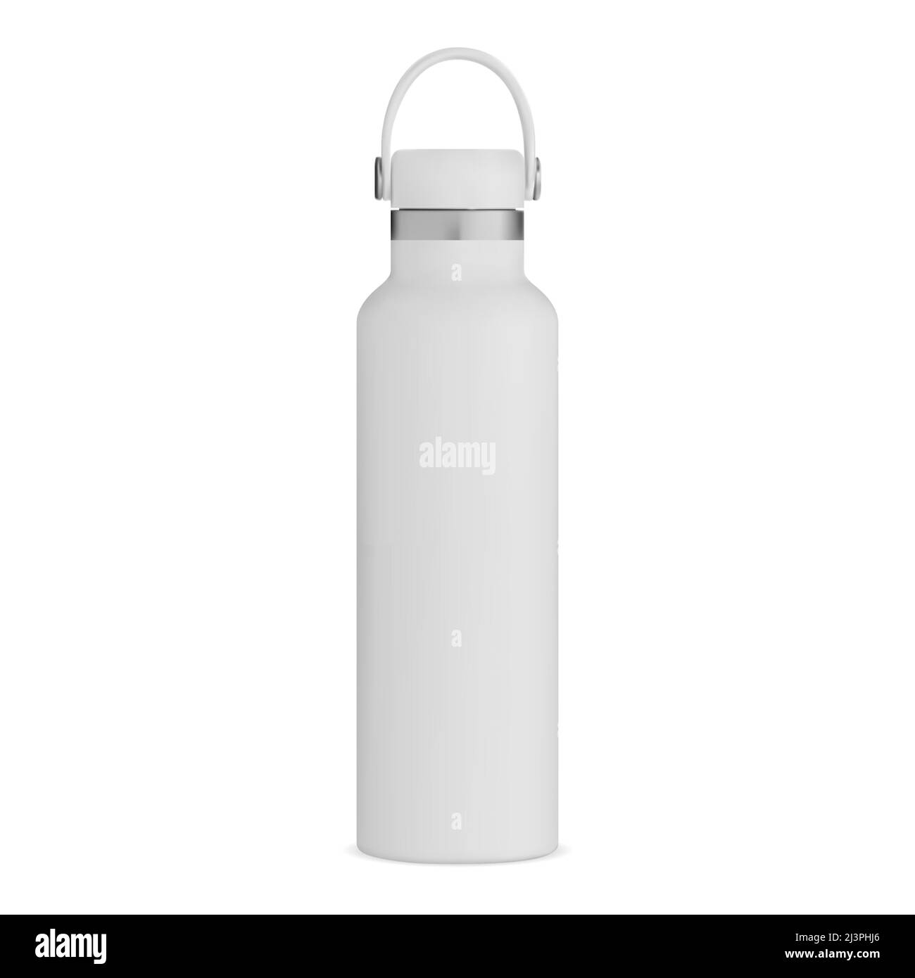 Thermo bottle. Metal water thermo flask mockup. Stainless steel travel