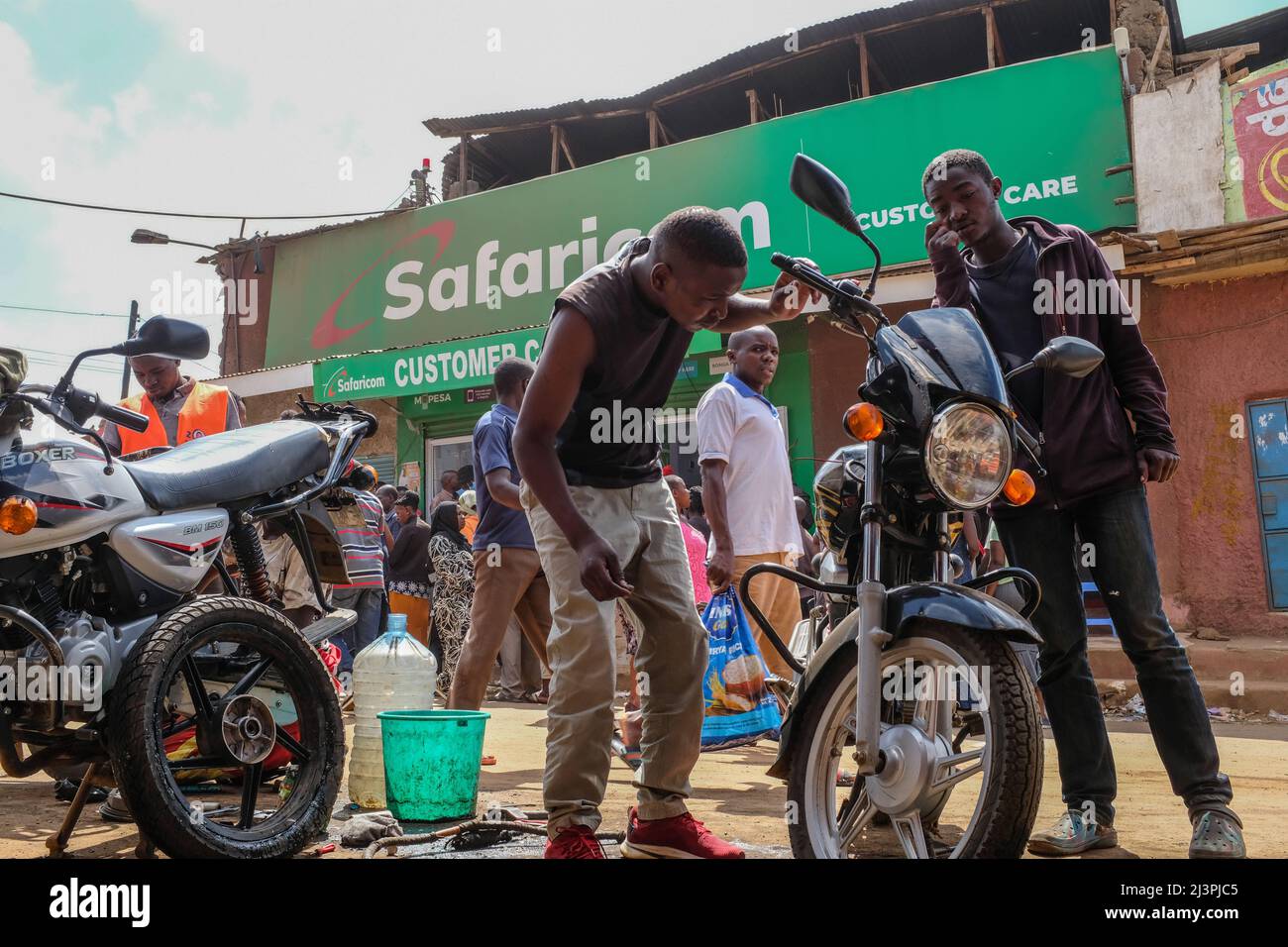 Nairobi, Kenya. 9th Apr, 2022. Locals queue up for new Sim Card