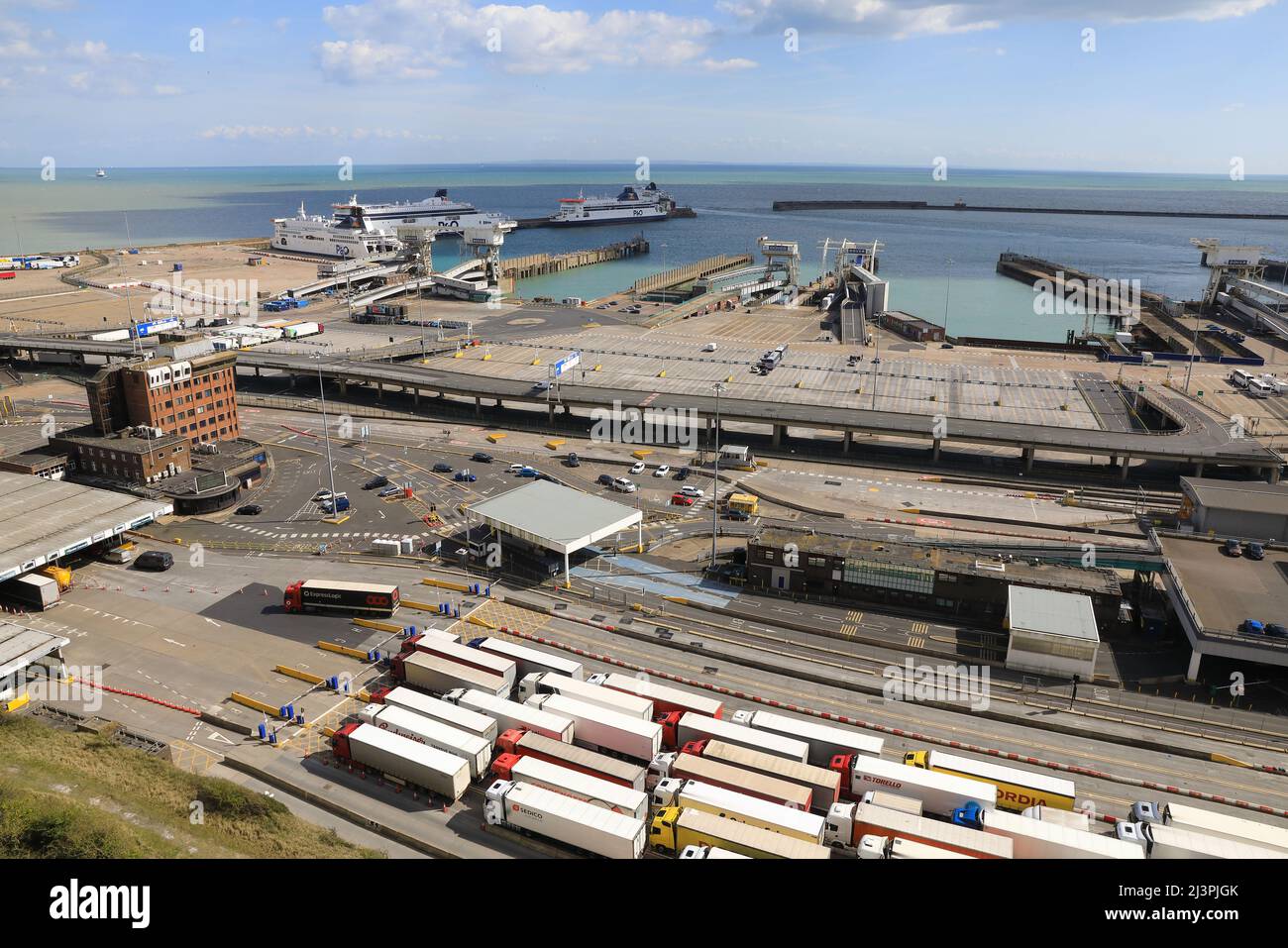 Dover, UK, 9th April 2022. P&O axed all ferry services for the peak Easter holiday weekend 8/9/10 April on the Dover Calais route. All ferries have been suspended since March which has led to lorry congestion. Credit : Monica Wells/Alamy Live News Stock Photo