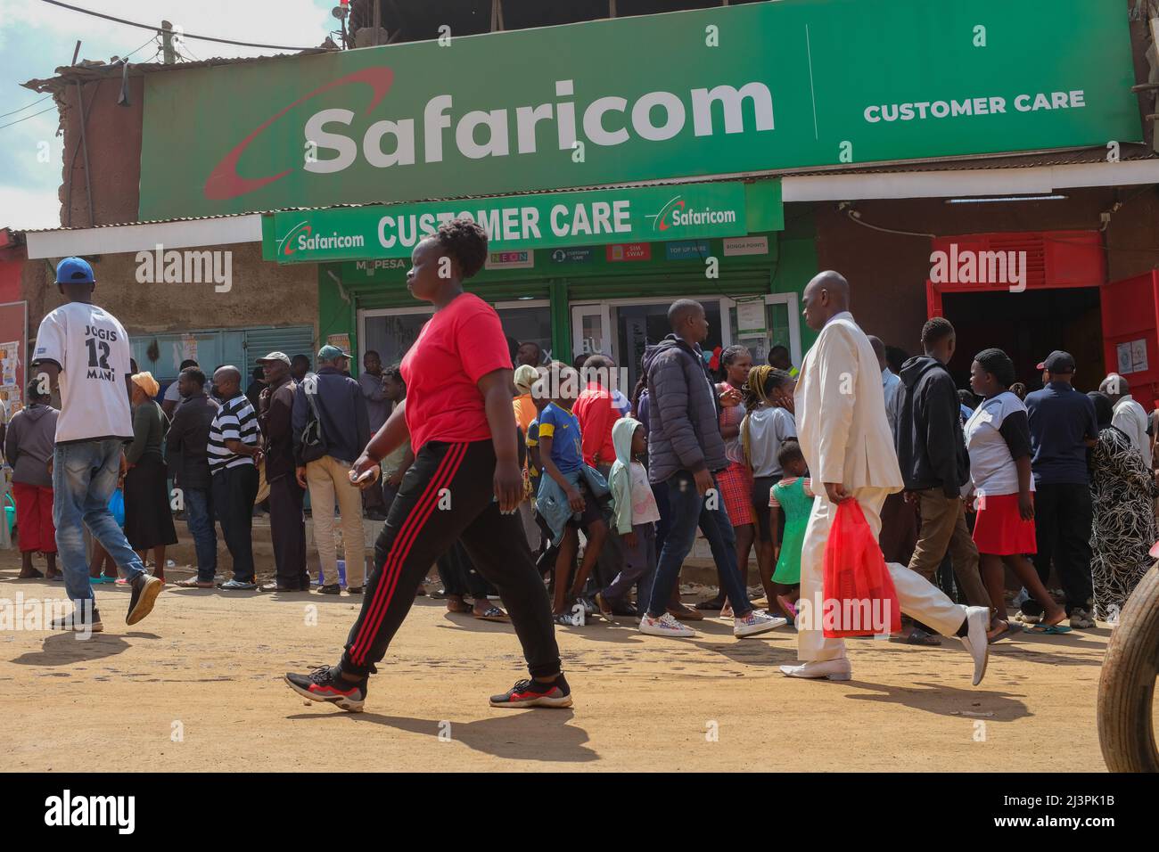 Nairobi, Kenya. 9th Apr, 2022. Locals queue up for new Sim Card