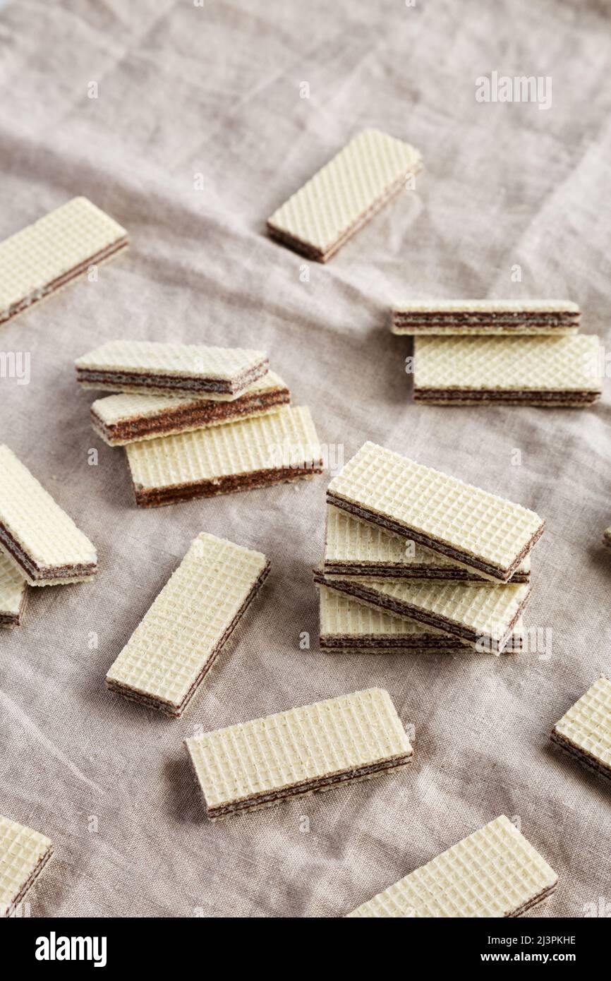 Homemade Wafer Cookies with Hazelnut Cream, side view Stock Photo Alamy