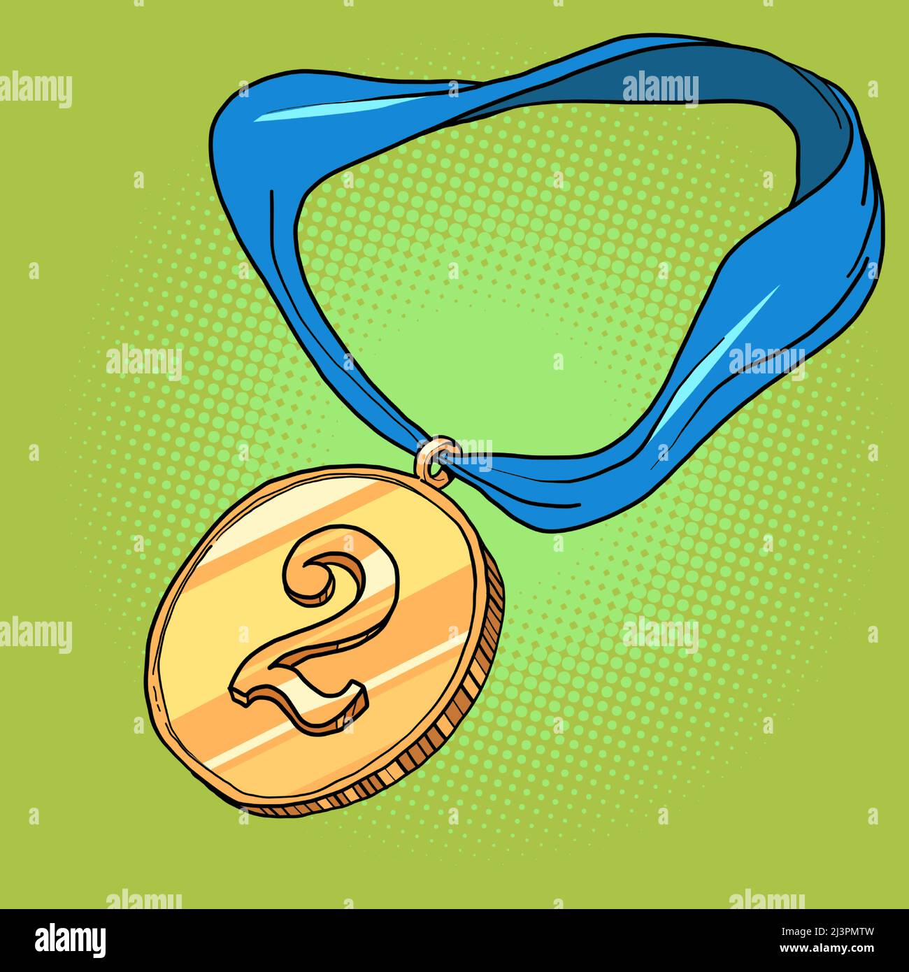 sports prize medal second place 2 silver, participant of the competition Stock Vector